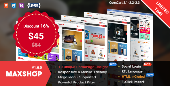 Maxshop - Store Responsive OpenCart 2.3 and 2.2 Theme